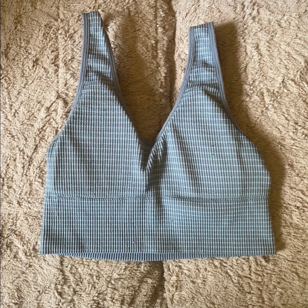 Blue striped crop top